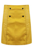PU A-line Mini Skirt With Button Detail mustard