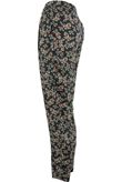 Black Floral Print Tie Up Trousers
