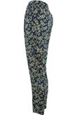 Navy Floral Print Tie Up Trousers