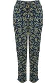 Navy Floral Print Tie Up Trousers