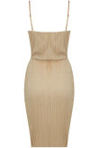 Beige Crinkle Cross Over Bodycon Dress