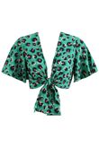 Green Leopard Tie Up Crop Top