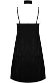 Black Pleated Glitter Swing Dress with Matching Choker