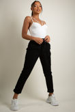 Black Stretch Fit Paperbag Jeans