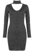 Navy and Grey Choker Neck Long Sleeves Bodycon Dress