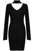 Navy Lurex Choker Neck Bodycon Dress