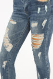 Denim Blue Frayed Ripped Skinny Jeans