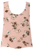 Rose Floral Print Cropped Chiffon Sleeveless Blouse
