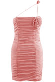 Ruched Corsage One Shoulder Mini Dress
