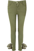 Ankle Lace Tie Up Stretch Skinny Light Khaki Jeans