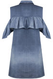  Blue Denim Cold Shoulder Shirt Dress