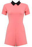 Coral Peter Pan Collar Back Zip Up Playsuit