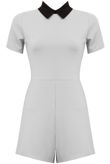Cream Peter Pan Collar Back Zip Up Playsuit