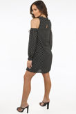 Black Contrast Polka Dot Shift Dress