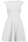 White Block Colour Netted Side Zip Up Flared Dress