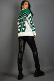 Round Neck Graphic Jumper In Green