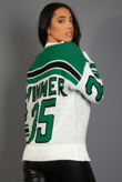 Round Neck Graphic Jumper In Green