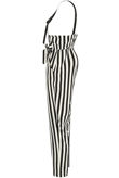 Monochrome Striped Jumpsuit With Webbing Detail