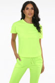 Fluorescent Yellow Short Sleeves Round Neck Loungewear Set