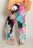Satin Floral Print Wide Leg Trouser