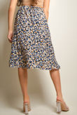Blue Animal Print Wrap Midi Skirt