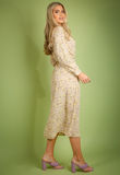 Yellow Vintage Floral Print Belted Shirt Dress
