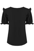 Black Frill Sleeve Round Neck Top