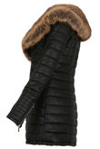 Golden Fur Collar Padded PU Black Jacket 