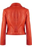 Red Pvc Zipped Biker Jacket