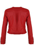 Red Faux Leather PU Cropped Jacket