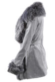 Suede Fur Trim Longline Tie Up Coat
