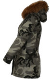 Camouflage Fur Collar Parka Coat
