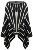 Navy With White Striped Knitted Poncho