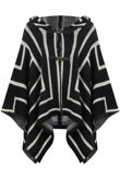 Navy With White Striped Knitted Poncho