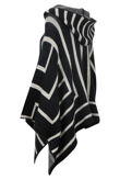 Navy With White Striped Knitted Poncho