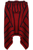 Red With Navy Striped Knitted Poncho 