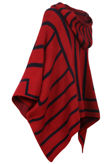 Red With Navy Striped Knitted Poncho 