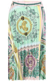 Green Scarf Print Pleated Midi Skirt