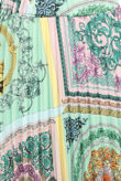 Green Scarf Print Pleated Midi Skirt