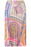 Rose Scarf Print Pleated Midi Skirt