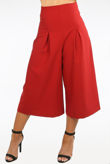 Red High Waist Wide Leg Culottes