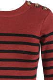Rust Striped Buttoned Shoulder Jumper