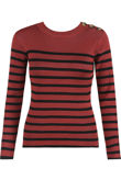 Rust Striped Buttoned Shoulder Jumper