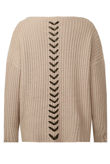 Beige PU Lace Chunky Knit Jumper
