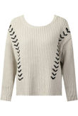 Cream PU Lace Chunky Knit Jumper