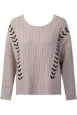 Light Pink PU Lace Chunky Knit Jumper