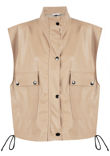 Beige PU Cropped Gilet