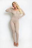  Taupe Diamante Tie Knitted Unitard