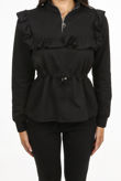 Ruffle Zip Neck Loungewear