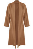 Camel Front Pocketed Longline Coat
